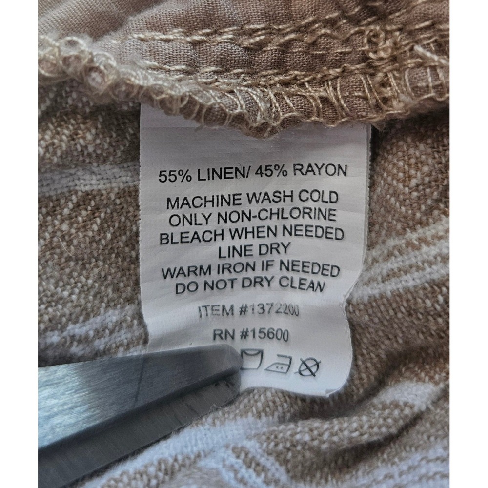 Briggs New York Womens Linen Blend Pull-On Wide Leg Pants Beige Striped Large - Picture 5 of 9